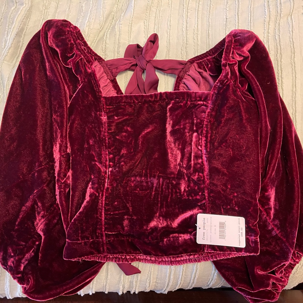 Free People Pomegranate Velvet Top